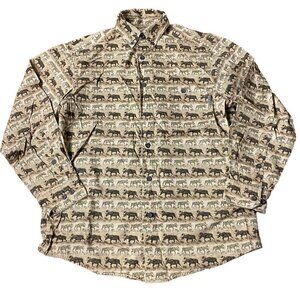 Vintage Woolrich Shirt Moose All Over Print Hunting Button Down 6047